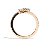 Bague Toi et Moi Diamant Navette or rose - Vivante pavée