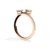 Bague Toi et Moi Diamant Navette or rose - Vivante pavée