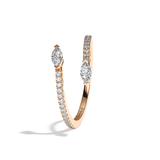 Bague Toi et Moi Diamant Navette or rose - Vivante pavée