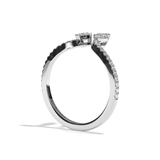 Bague toi et moi diamant navette or blanc - Sereine pavée