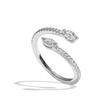 Bague toi et moi diamant navette or blanc - Vivante pavée