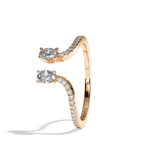 Bague Toi et Moi Diamant Ovale or blanc - Sereine pavée