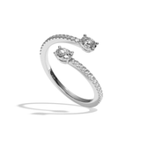 Bague toi et moi diamant ovale or blanc - Vivante pavée