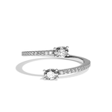Bague toi et moi diamant ovale or blanc - Vivante pavée