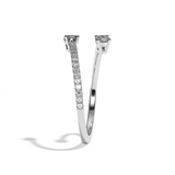 Bague toi et moi diamant ovale or blanc - Vivante pavée