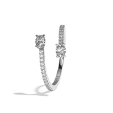 Bague toi et moi diamant ovale or blanc - Vivante pavée