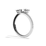 Bague toi et moi diamant ovale or blanc - Vivante pavée