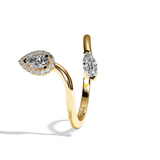 Bague Toi et Moi Diamant Poire / Navette - Digne Entourée
