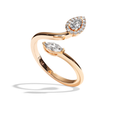 Bague Toi et Moi Diamant Poire / Navette - Digne Entourée