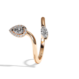 Bague Toi et Moi Diamant Poire / Navette - Digne Entourée