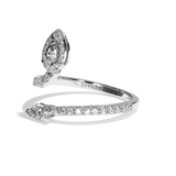 Bague toi et moi diamant poire / navette or blanc - Digne halo pavée