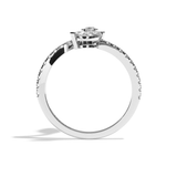 Bague toi et moi diamant poire / navette or blanc - Digne halo pavée