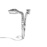 Bague toi et moi diamant poire / navette or blanc - Digne halo pavée
