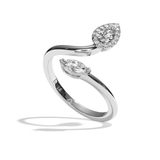 Bague toi et moi diamant poire / navette or blanc - Digne halo