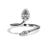 Bague toi et moi diamant poire / navette or blanc - Digne halo