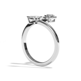 Bague toi et moi diamant poire / navette or blanc - Digne halo