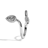 Bague toi et moi diamant poire / navette or blanc - Digne halo