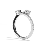 Bague toi et moi diamant poire or blanc - Vivante pavée