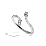 Bague toi et moi ovale et radiant or blanc - Assidue pavée