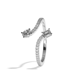 Bague toi et moi ovale et radiant or blanc - Assidue pavée