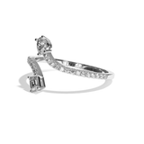 Bague toi et moi ovale et radiant or blanc - Assidue pavée