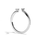Bague toi et moi ovale et radiant or blanc - Assidue pavée