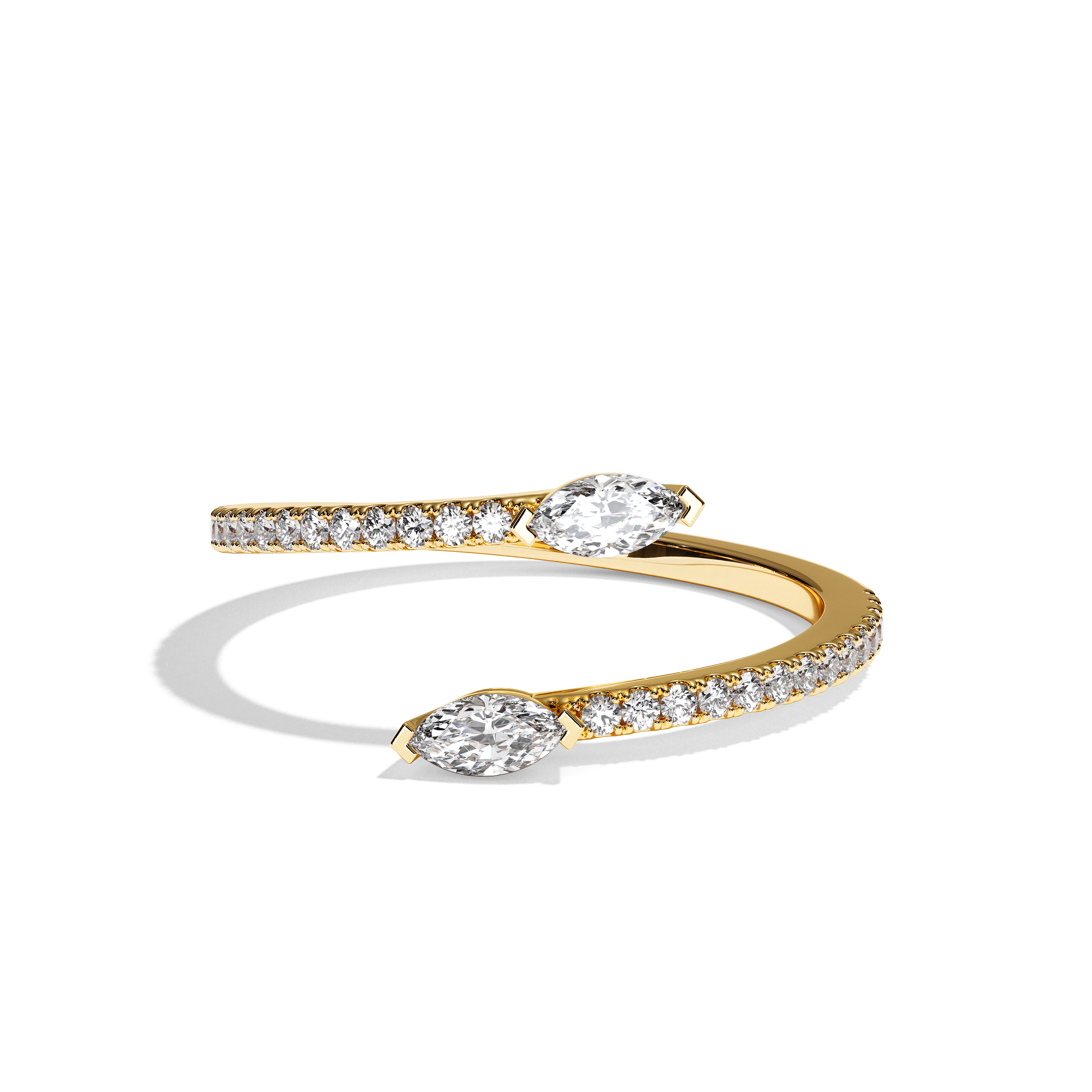Bague Toi et Moi Diamant Navette Pavée - Vivante