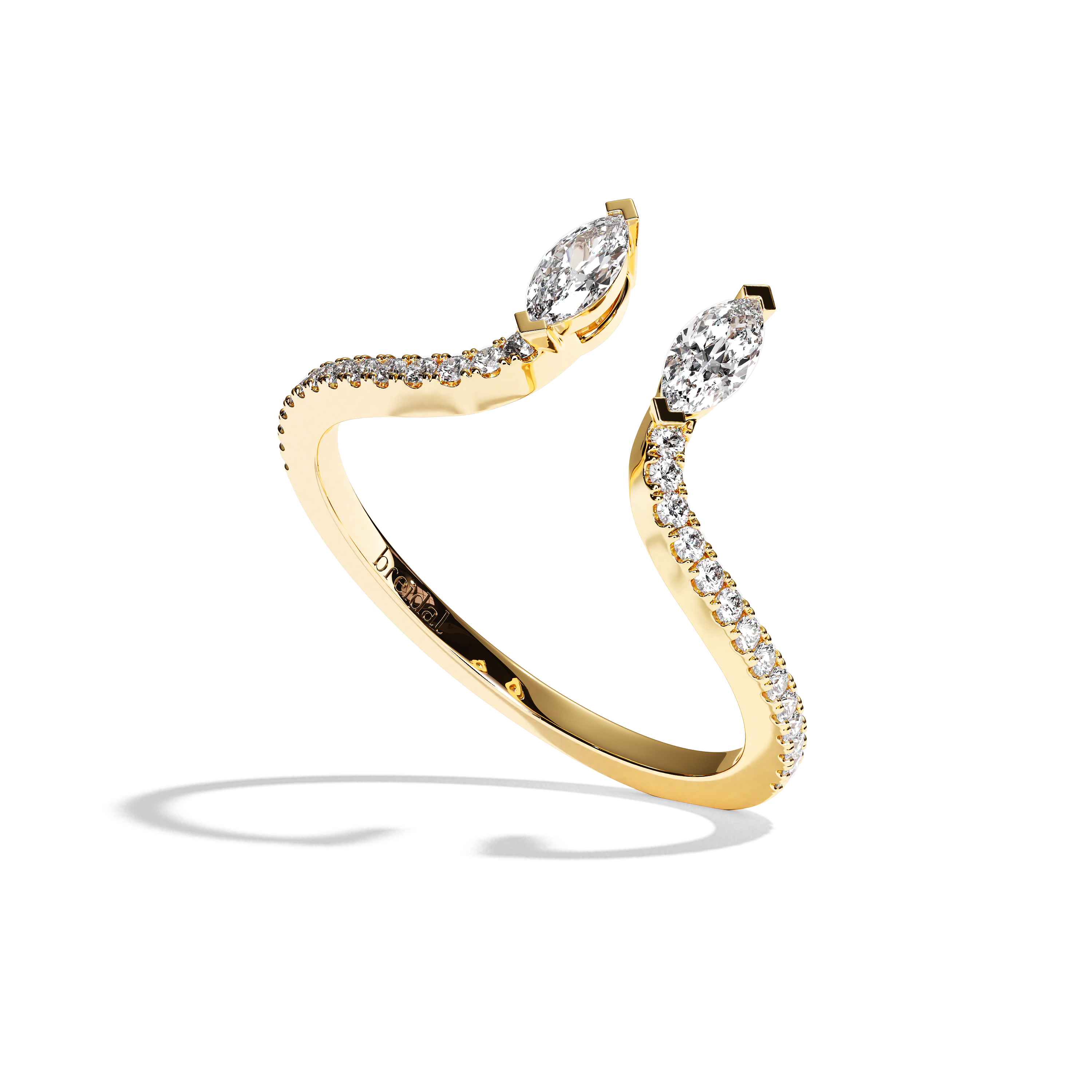 Bague Toi et Moi Diamant Navette Pavée - Sereine