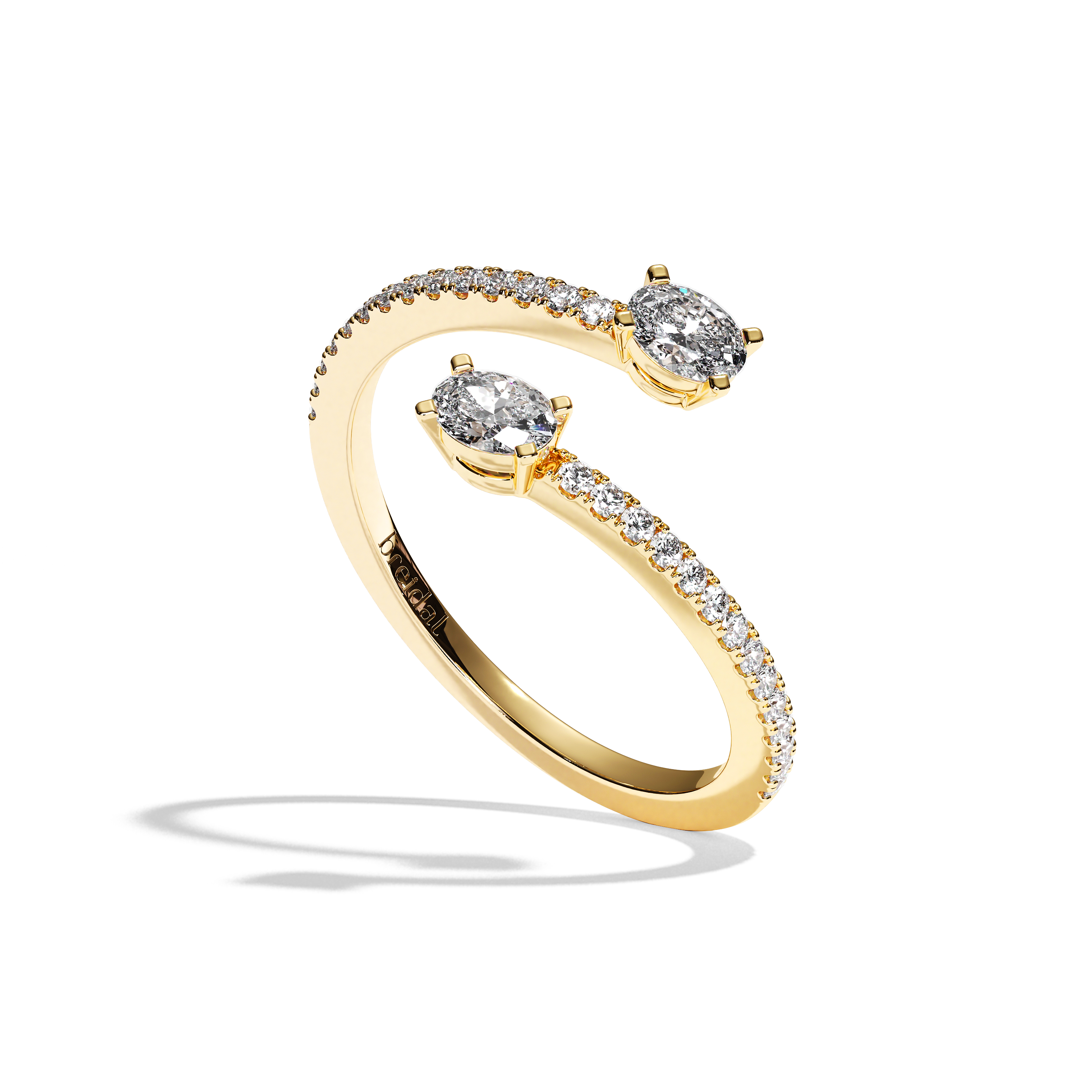 Bague Toi et Moi Diamant Ovale Pavée - Vivante