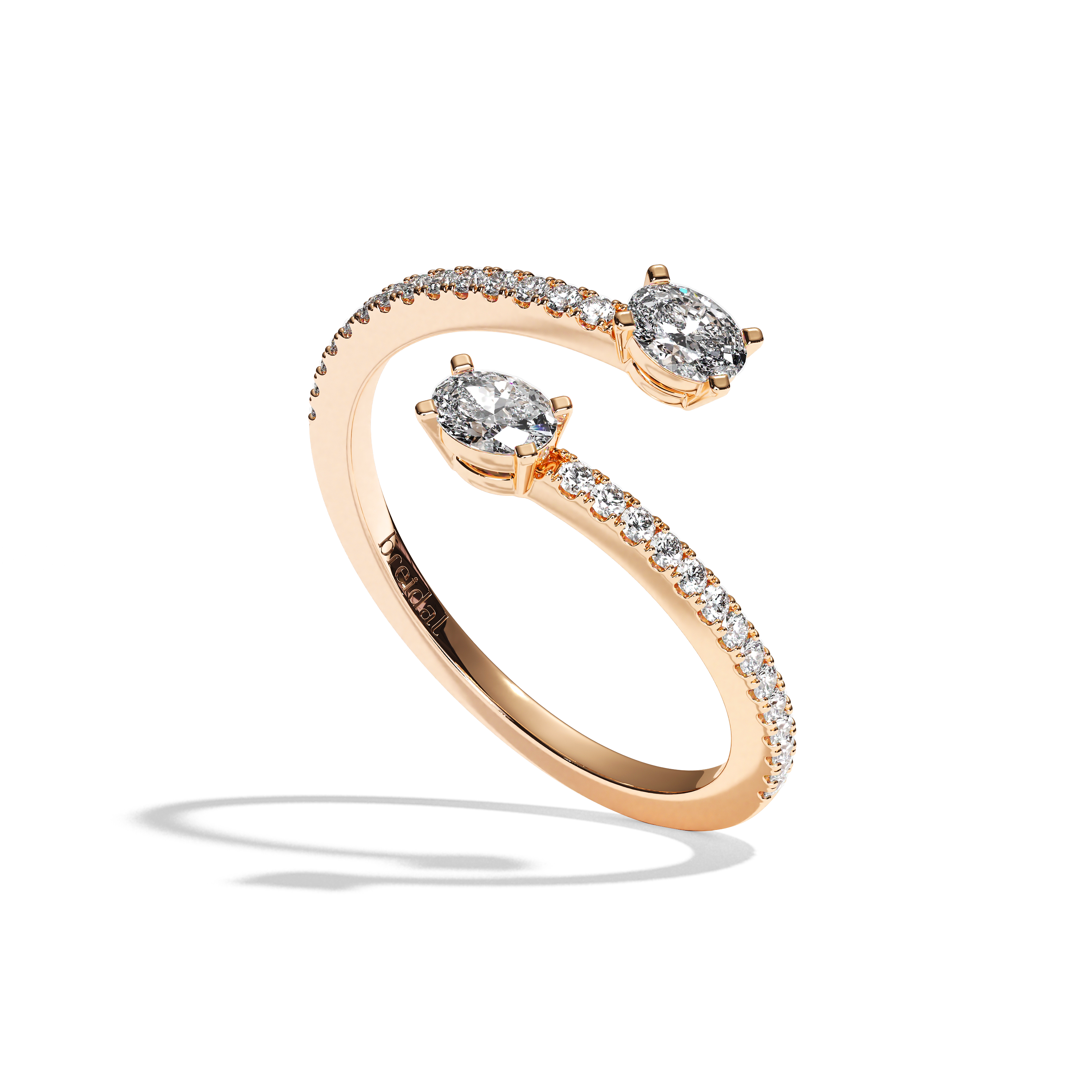 Bague Toi et Moi Diamant Ovale Pavée - Vivante