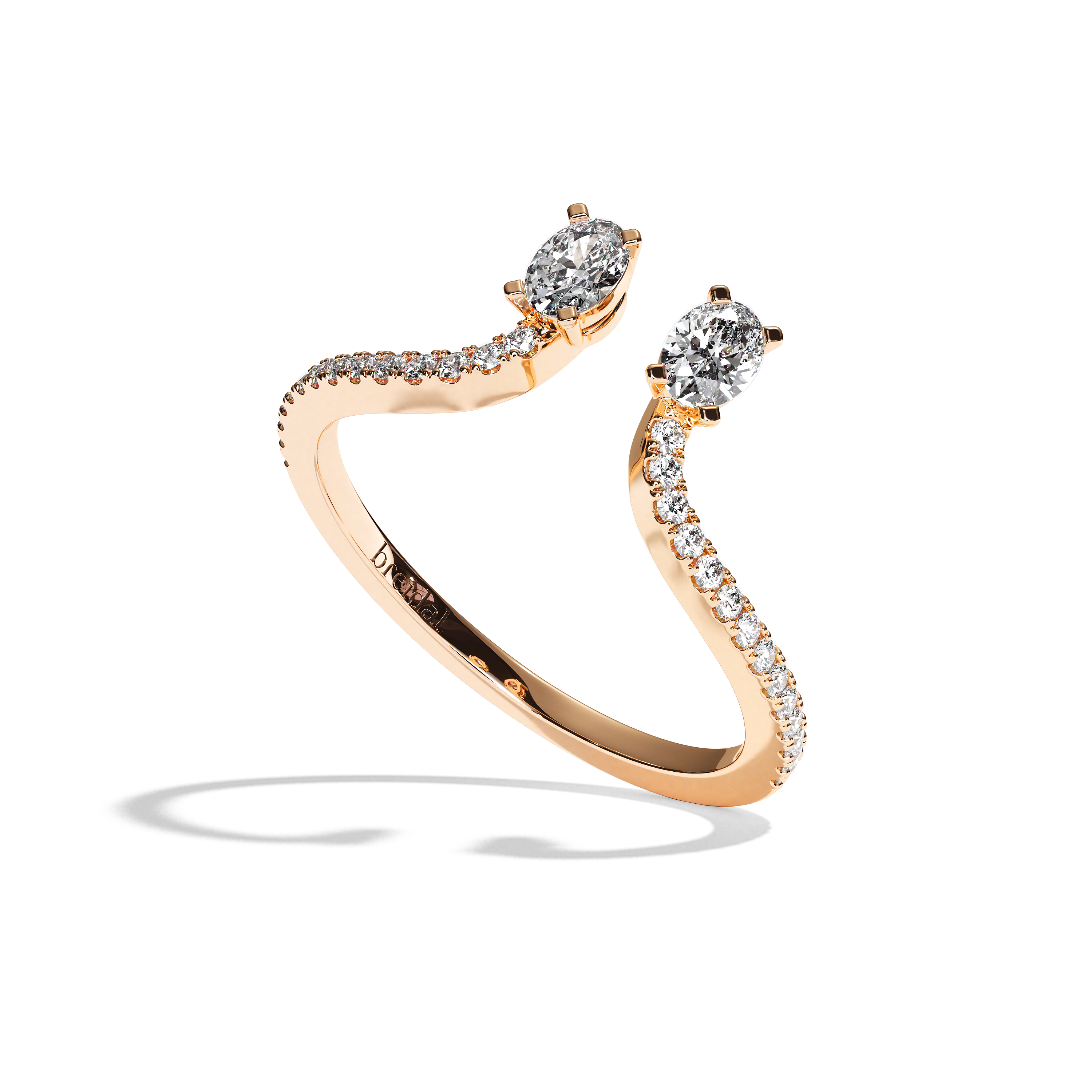 Bague Toi et Moi Diamant Ovale Pavée - Sereine