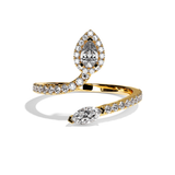 Bague Toi et Moi Diamant Poire / Navette - Digne Entourée Pavée