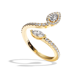 Bague Toi et Moi Diamant Poire / Navette - Digne Entourée Pavée