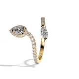 Bague Toi et Moi Diamant Poire / Navette - Digne Entourée Pavée