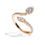 Bague Toi et Moi Diamant Poire / Navette - Digne Entourée Pavée