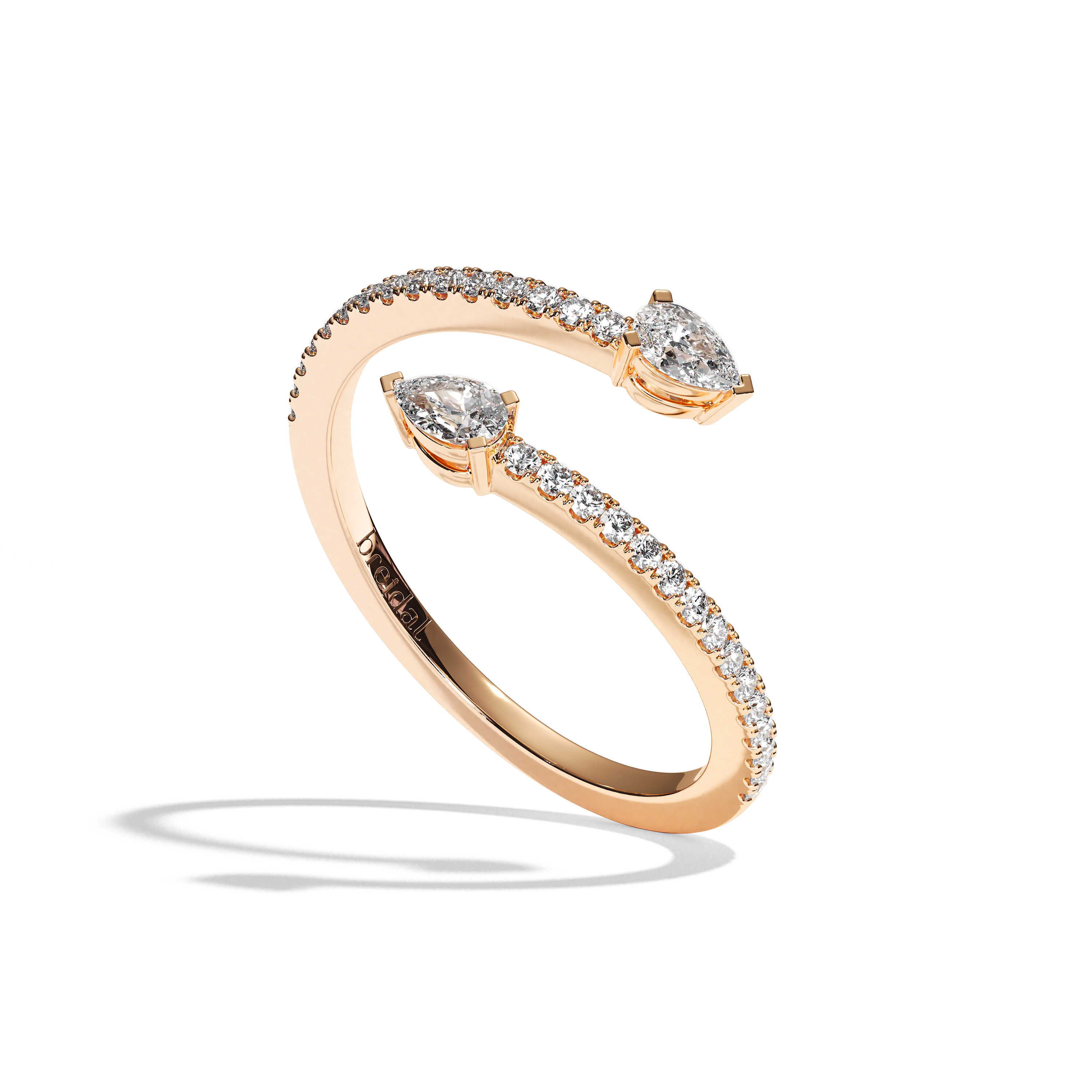 Bague Toi et Moi Diamant Poire Pavée - Vivante