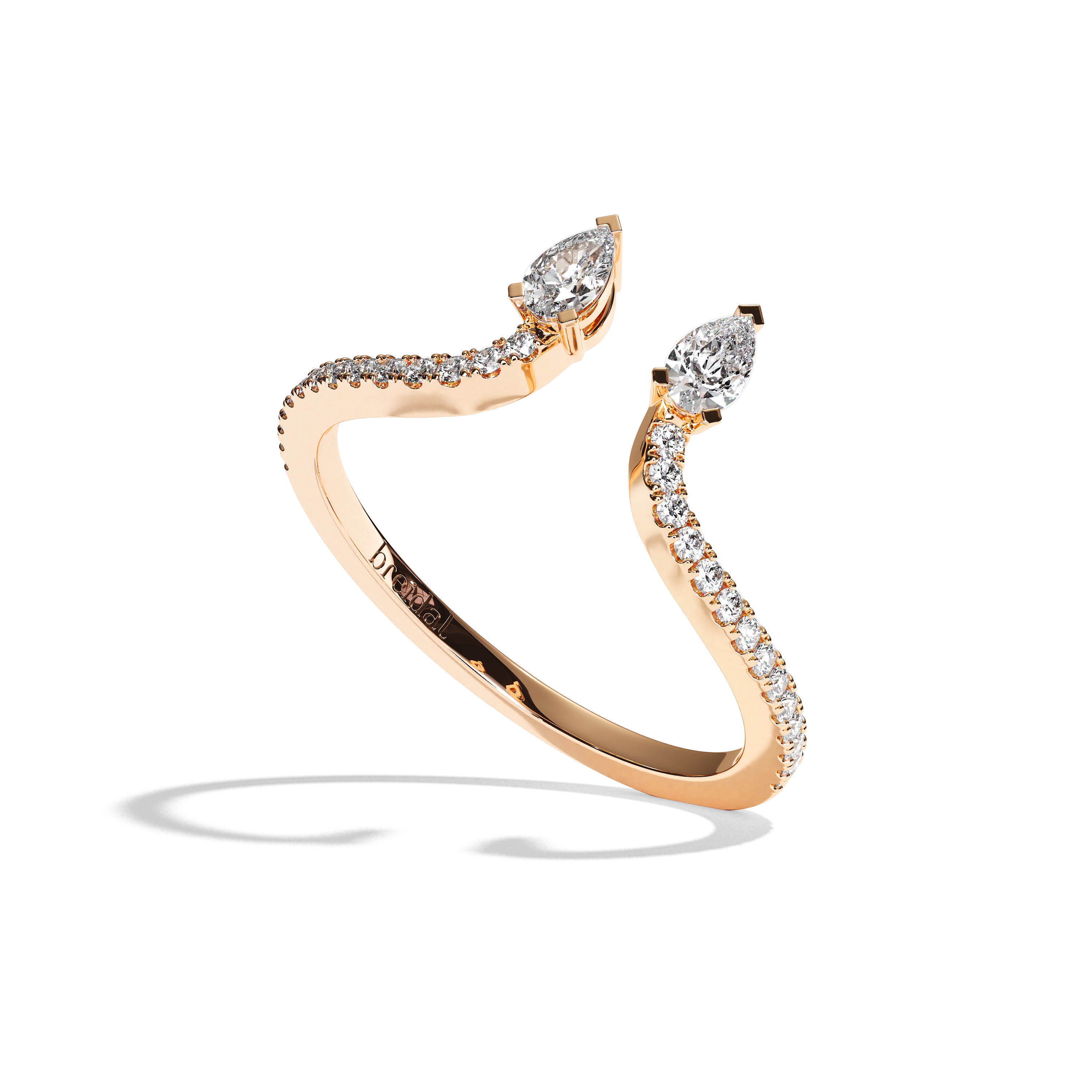Bague Toi et Moi Diamant Poire Pavée - Sereine