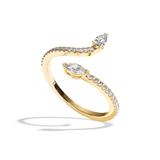 Bague Toi et Moi Poire & Navette platine - Digne pavée
