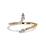 Bague Toi et Moi Poire & Navette platine - Digne pavée