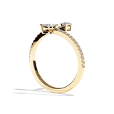Bague Toi et Moi Poire & Navette platine - Digne pavée