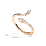 Bague Toi et Moi Poire & Navette platine - Digne pavée