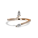 Bague Toi et Moi Poire & Navette platine - Digne pavée