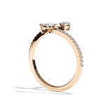 Bague Toi et Moi Poire & Navette platine - Digne pavée