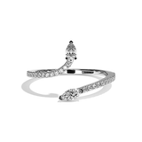 Bague toi et moi poire & navette or blanc - Digne pavée