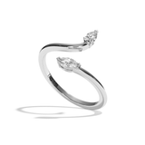 Bague toi et moi poire et navette or blanc - Digne