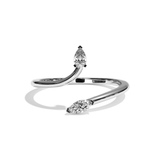Bague toi et moi poire et navette or blanc - Digne
