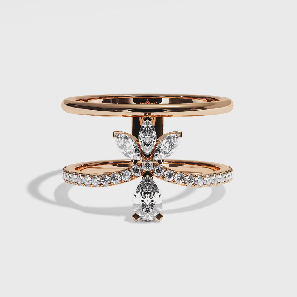 bague-de-fiancailles-double-anneaux-pavee-diamant-poire-navette-or-rose-affectueuse-joaillerie-video