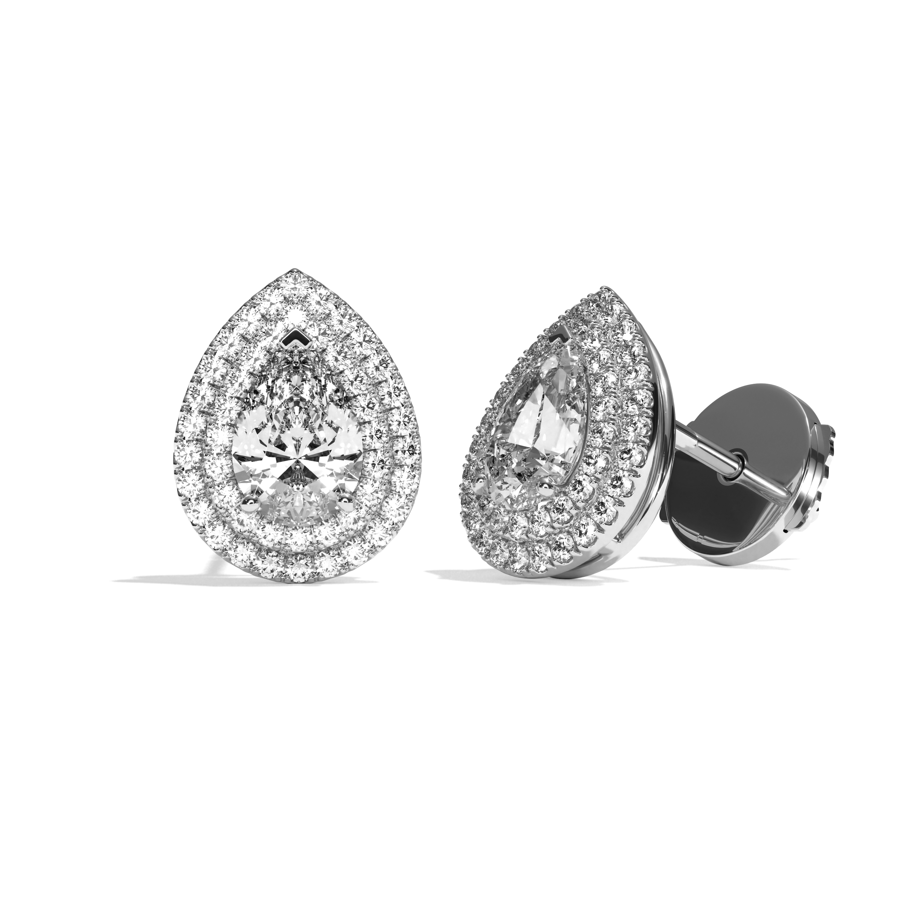 Puces Diamant Poire - Double Entourage - La Passionnante