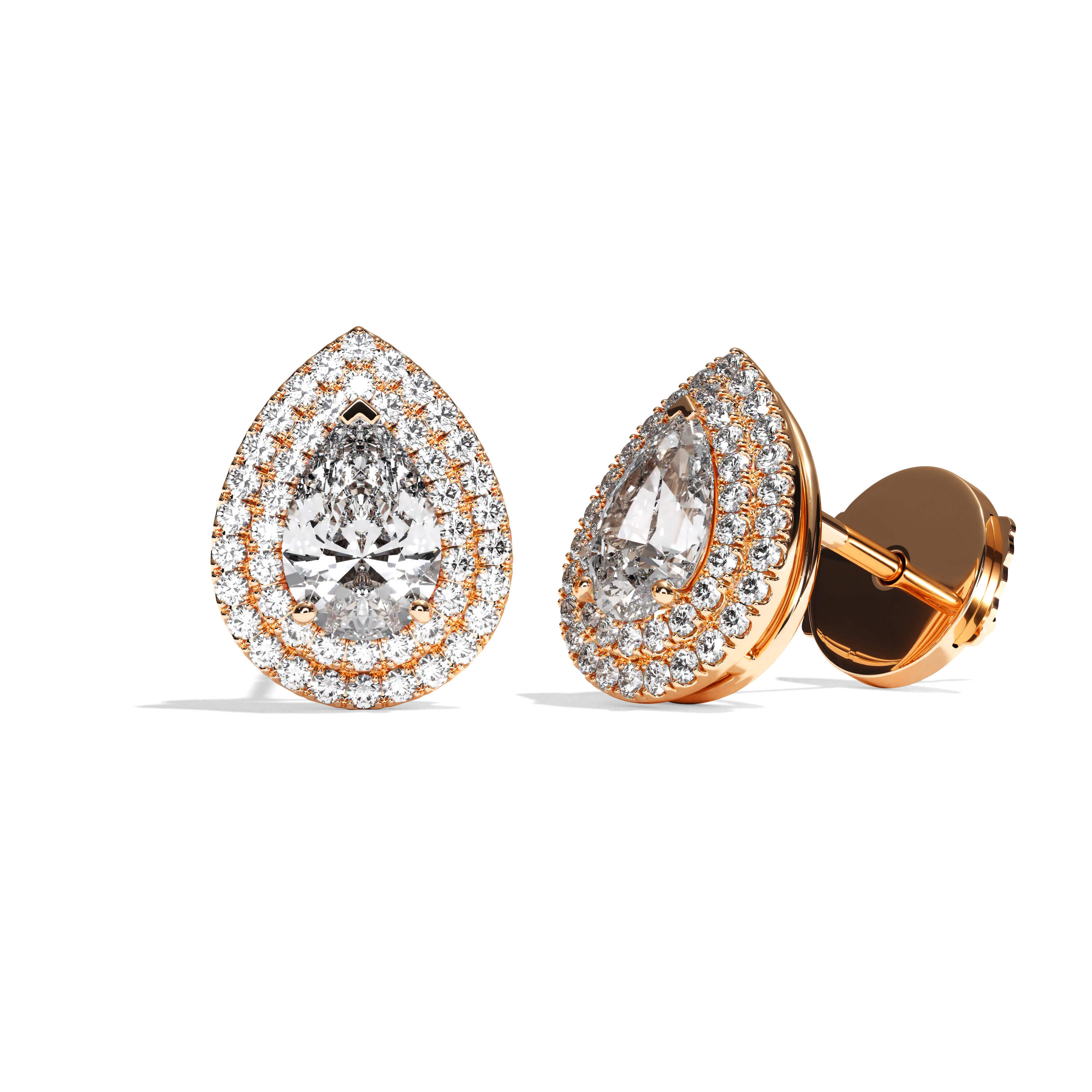 Puces Diamant Poire - Double Entourage - La Passionnante
