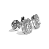Puces Diamant Taille Emeraude - Double Entourage - La Pétillante